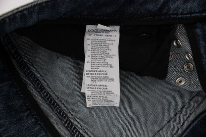 Dolce & Gabbana light blue cotton jeans with crystal embellishment