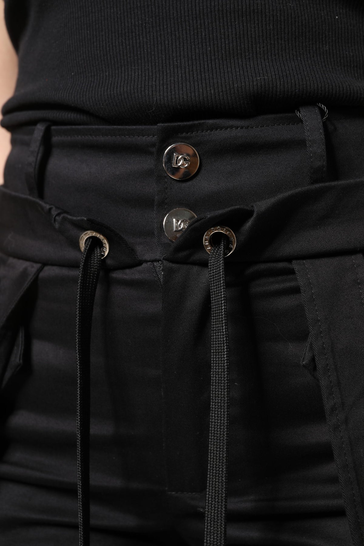 Dolce & Gabbana Black Cotton High Waist Cargo Pants