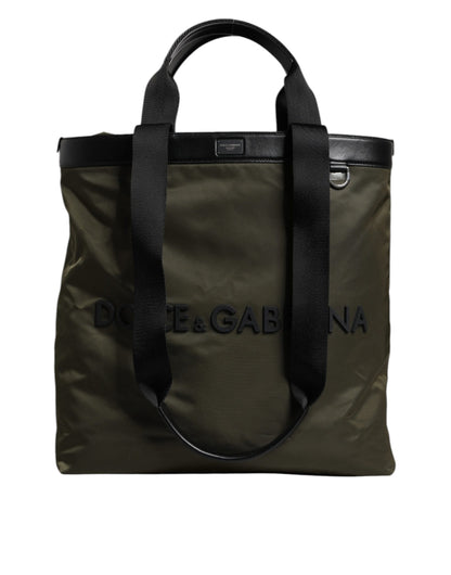 Dolce &amp; Gabbana Military Green Nylon Shoulder Strap Tote Bag