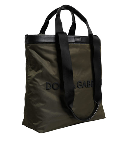 Dolce &amp; Gabbana Military Green Nylon Shoulder Strap Tote Bag