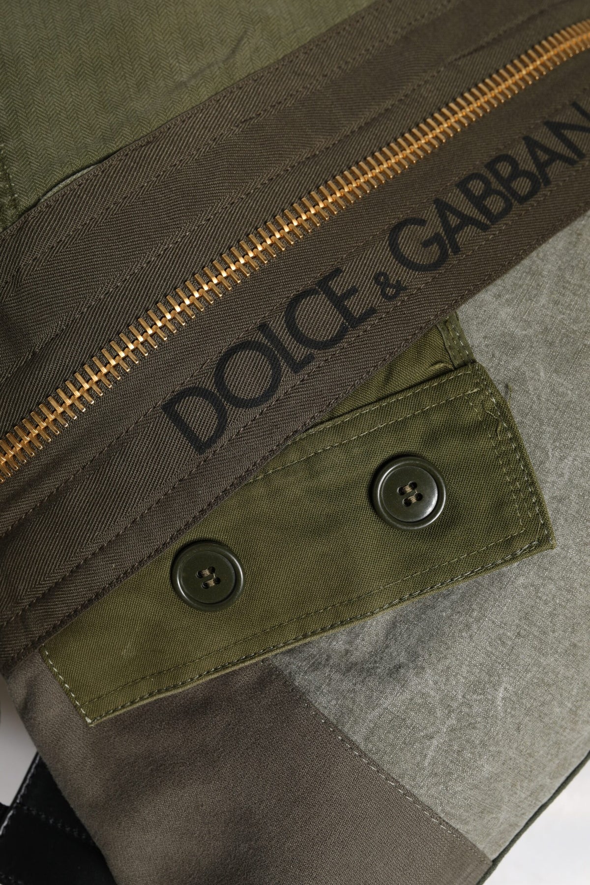 Dolce & Gabbana Military Green Patchwork Rucksack Backpack Bag