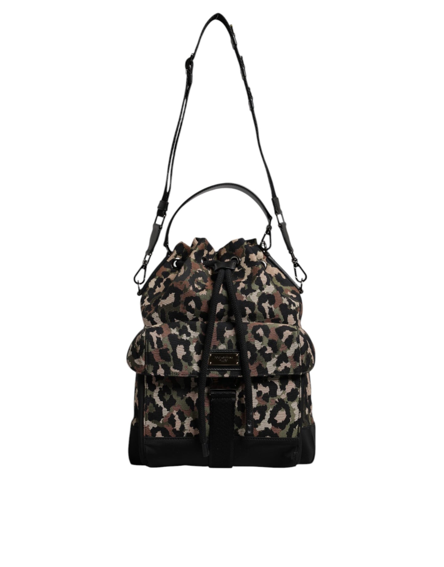 Dolce &amp; Gabbana Multicolor Leopard Cotton Shoulder Bucket Bag