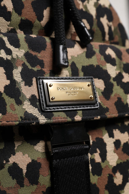 Dolce &amp; Gabbana Multicolor Leopard Cotton Shoulder Bucket Bag