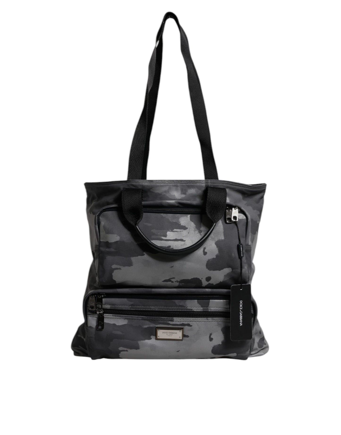 Dolce &amp; Gabbana Black Camouflage Shoulder Strap Logo Plaque Bag