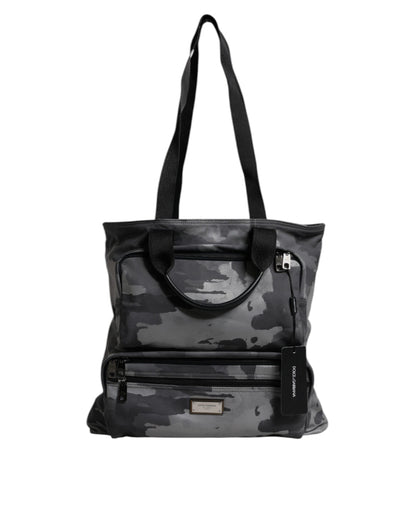 Dolce &amp; Gabbana Black Camouflage Shoulder Strap Logo Plaque Bag