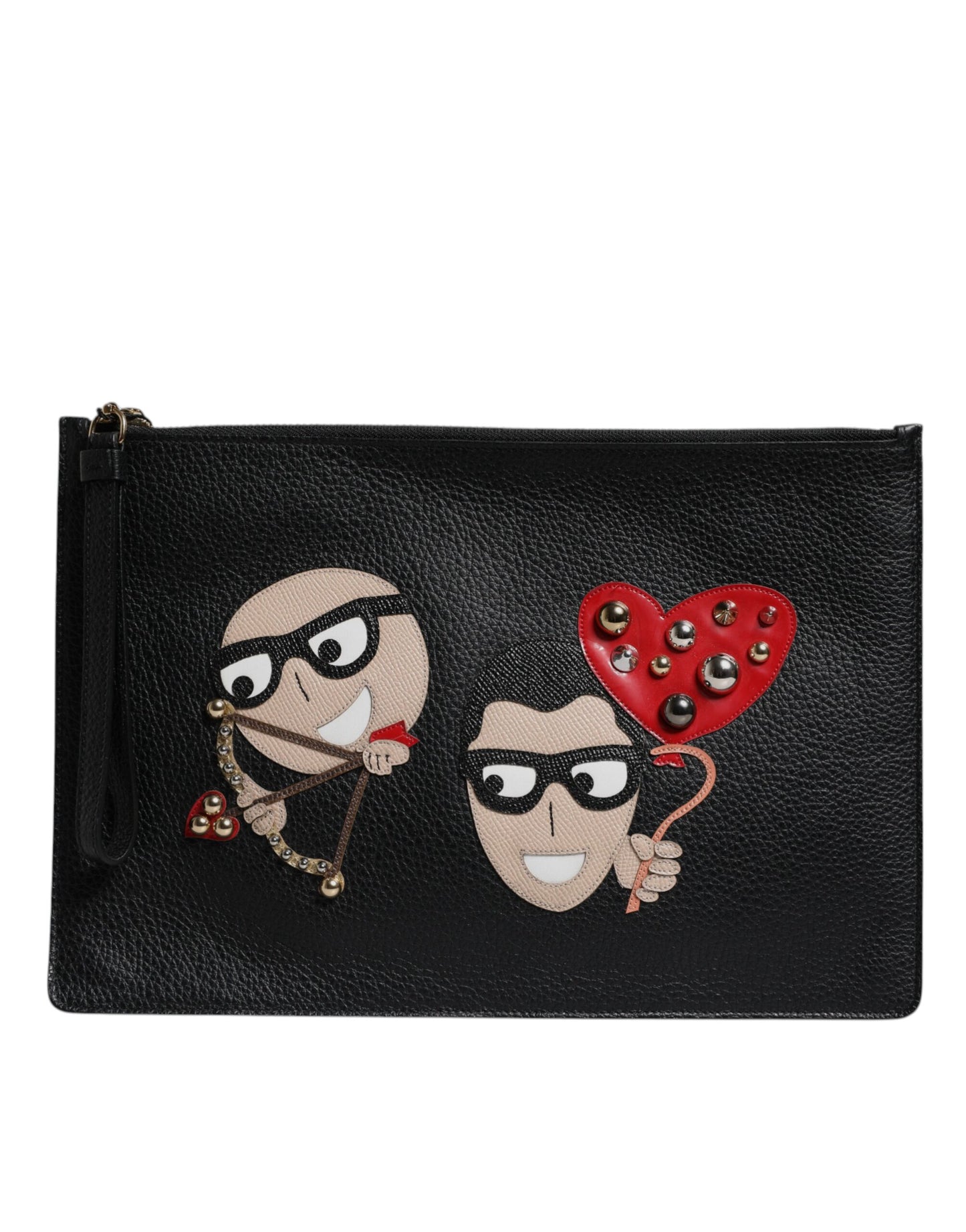 Dolce &amp; Gabbana Black #DGFamily Embellished Leather Clutch Bag