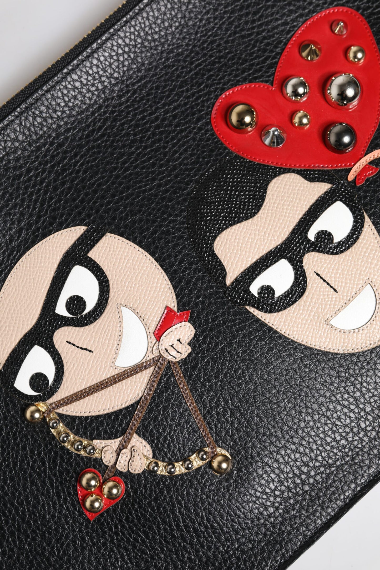 Dolce &amp; Gabbana Black #DGFamily Embellished Leather Clutch Bag