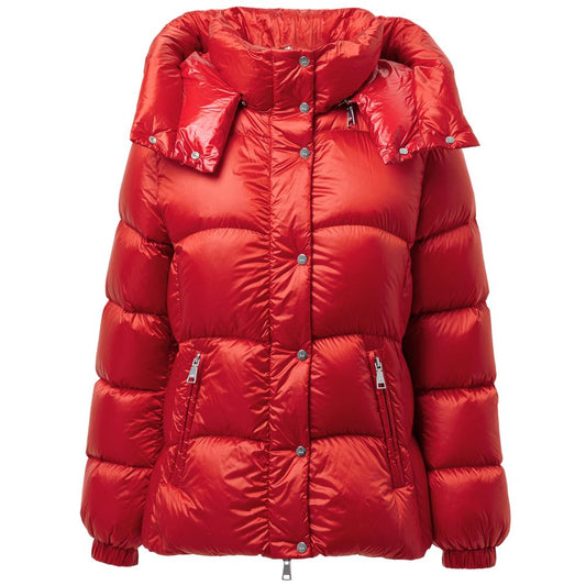 Add red full-length down jacket in polyamide