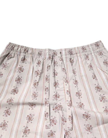 Dolce & Gabbana Beige Floral Print Cotton Men Pajama Set Sleepwear