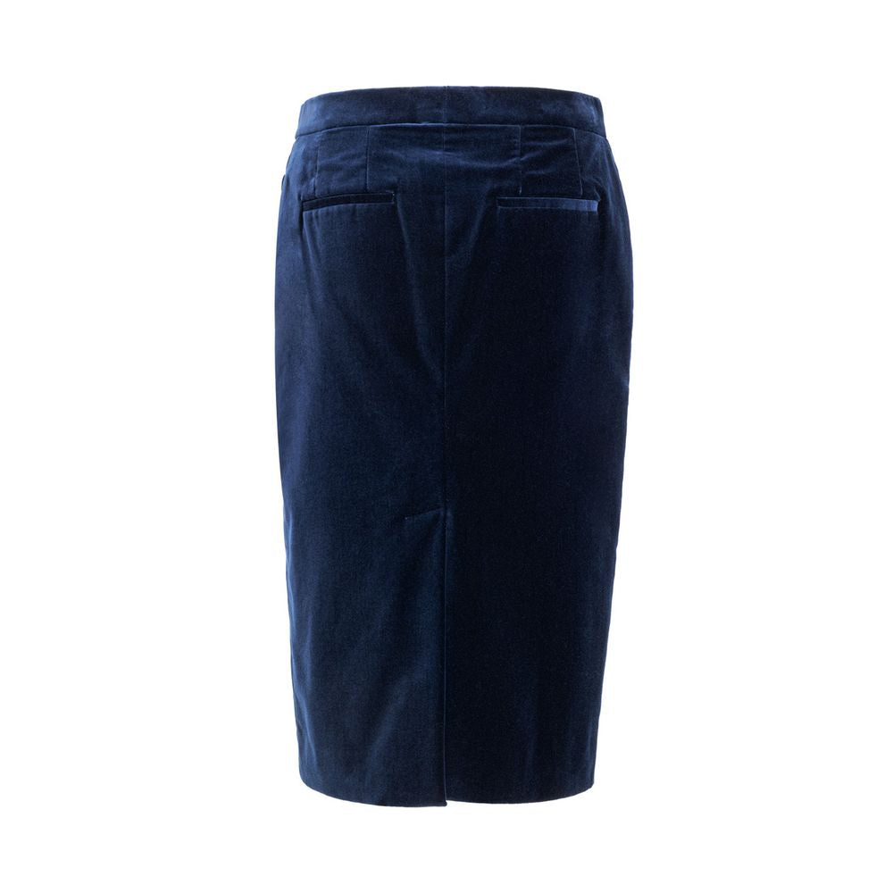 Tom Ford blue cotton velvet midi skirt