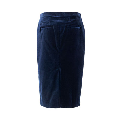 Tom Ford blue cotton velvet midi skirt