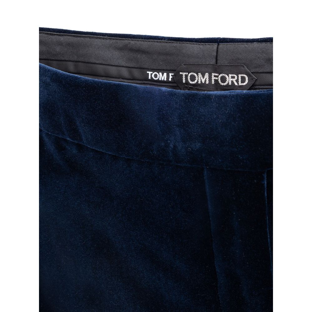 Tom Ford blue cotton velvet midi skirt