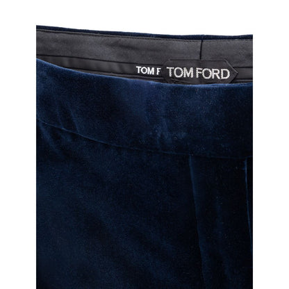 Tom Ford blue cotton velvet midi skirt
