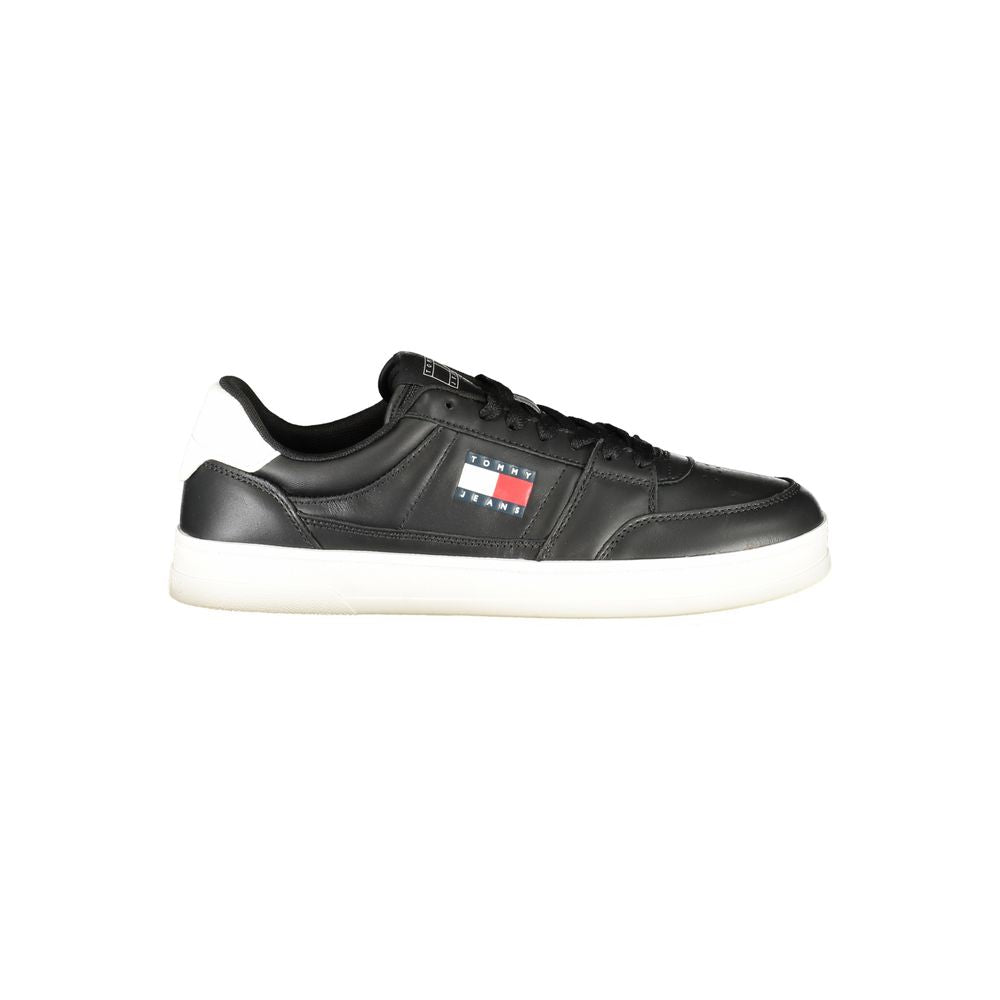 Tommy Hilfiger Black Leather Men Sneakers