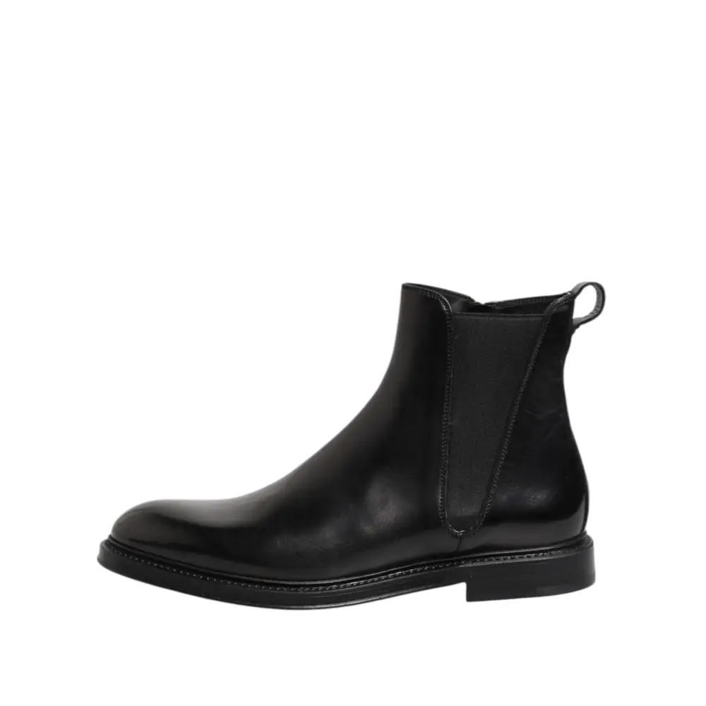 Dolce & Gabbana gabbana black chelsea støvle i sort læder med elastiksidepaneler