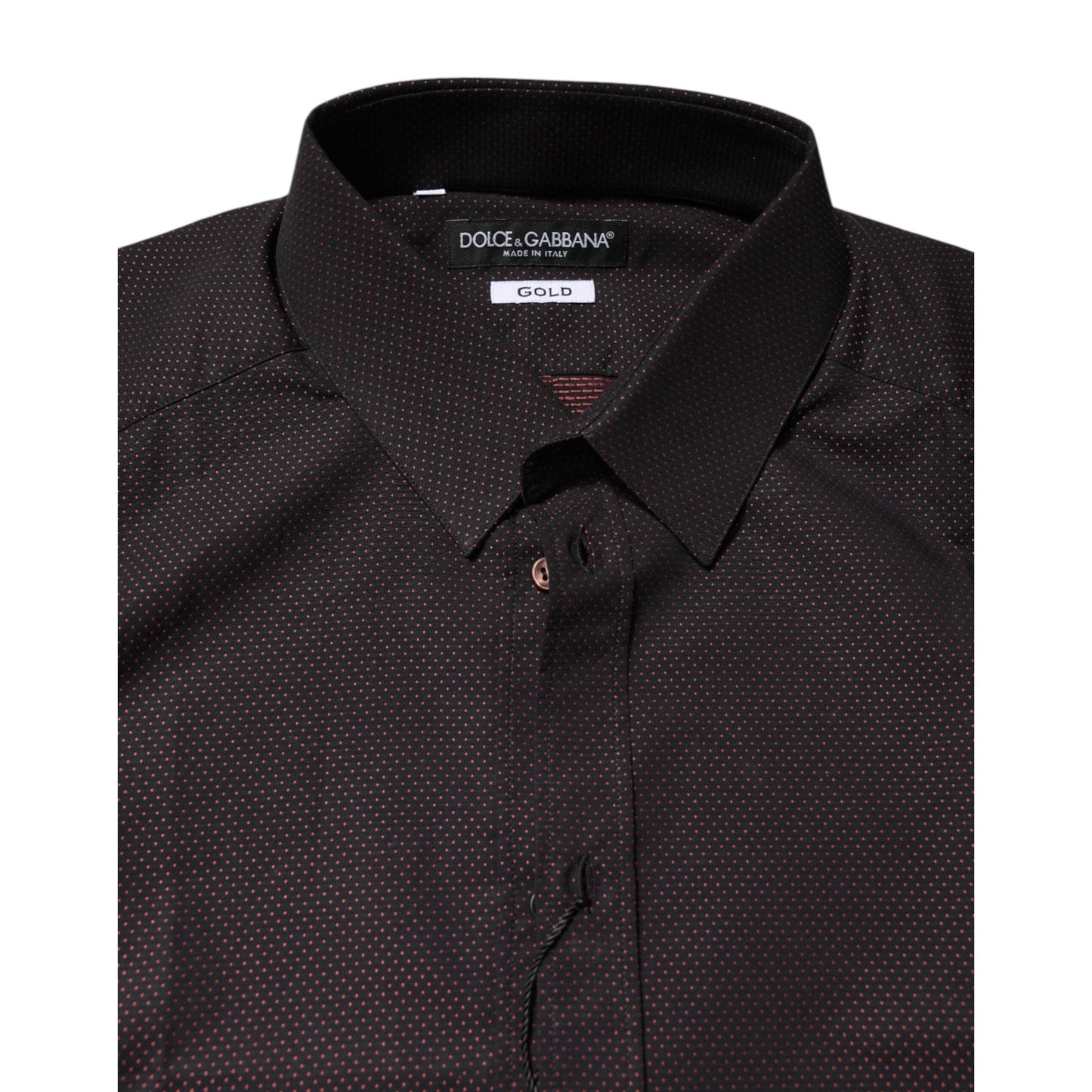 Dolce & Gabbana Maroon Jacquard Cotton GOLD Men Dress Shirt