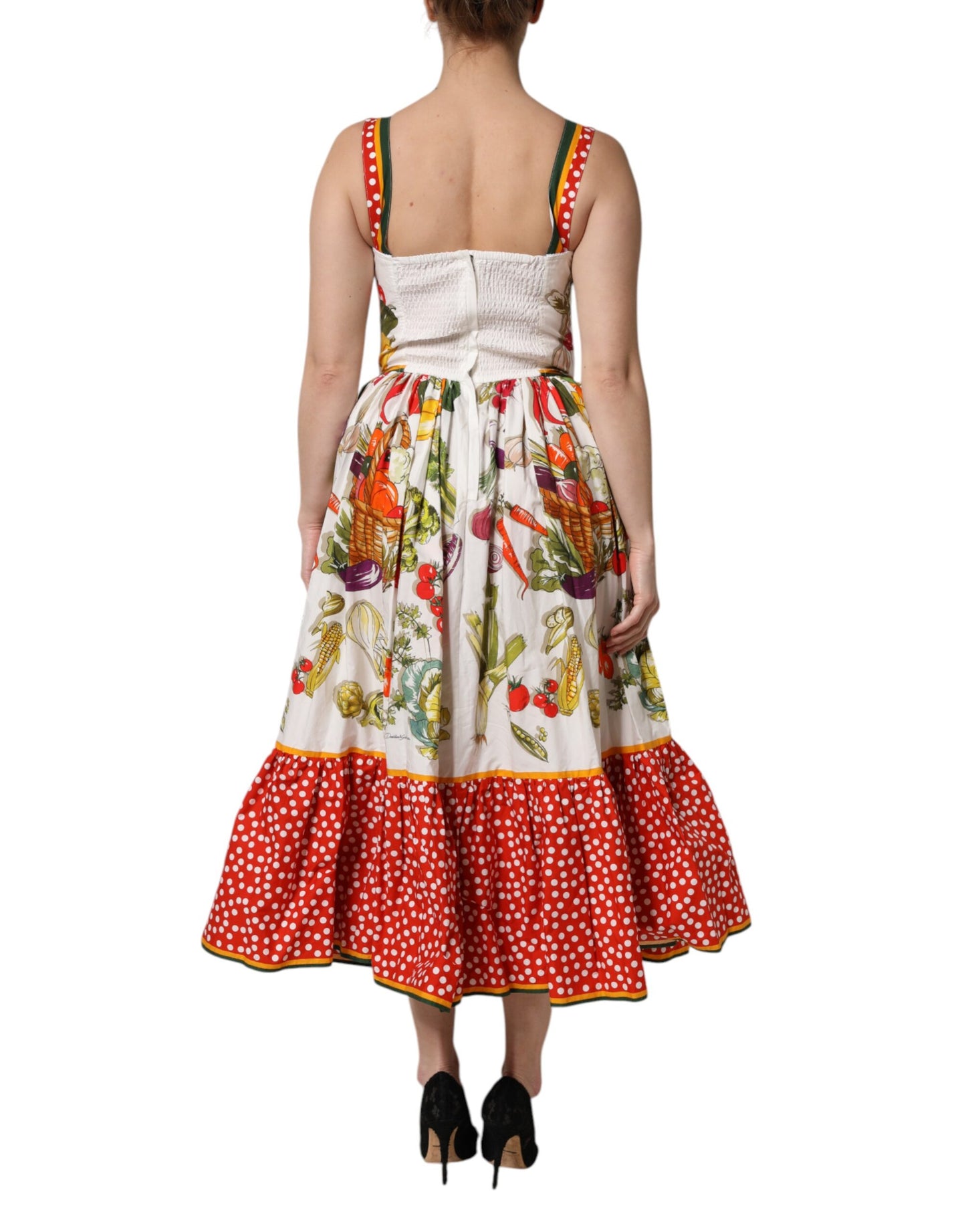 Dolce &amp; Gabbana White Vegetables Sleeveless A-line Dress