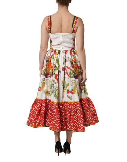 Dolce &amp; Gabbana White Vegetables Sleeveless A-line Dress