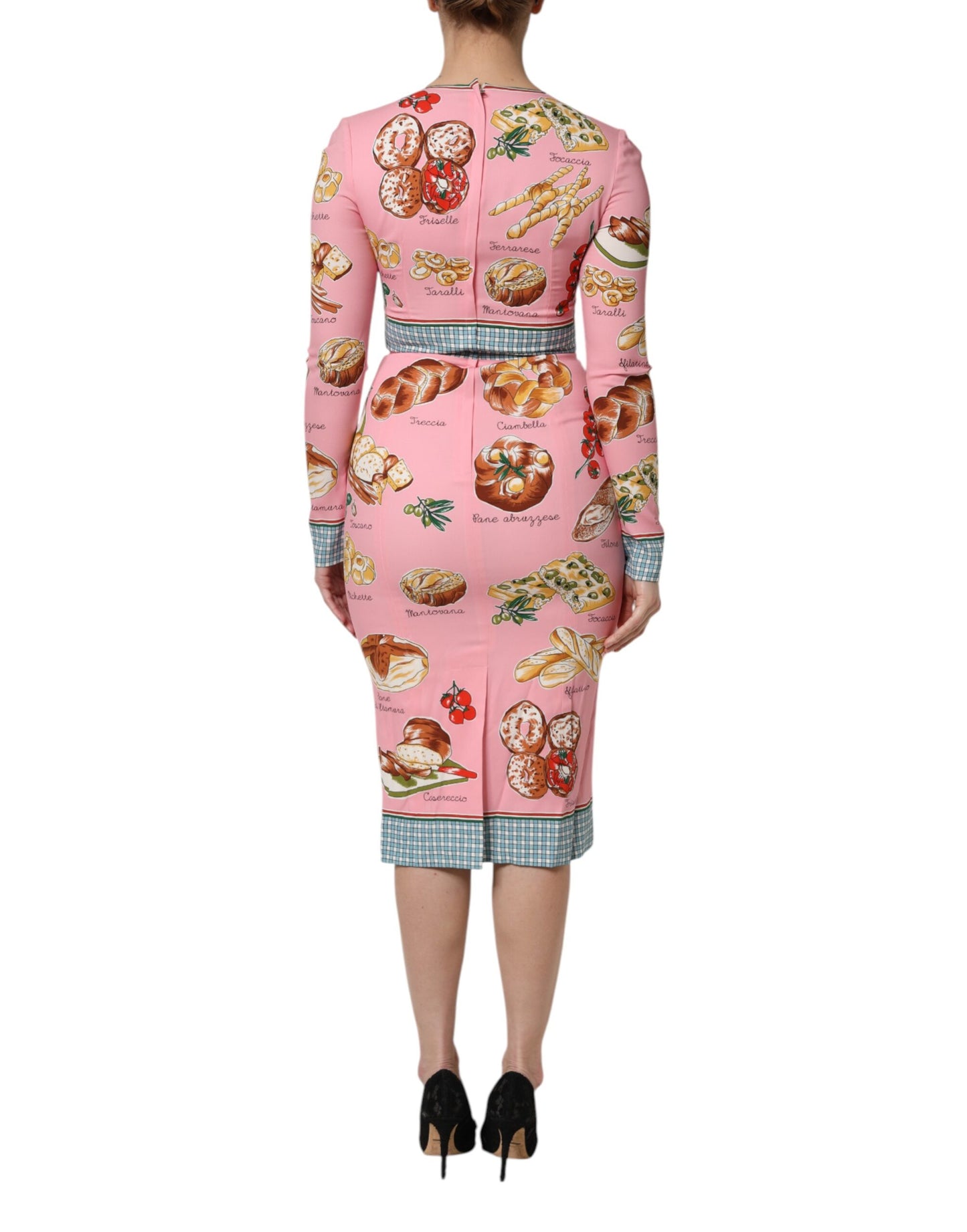 Dolce &amp; Gabbana Pink Pastry Print Bodycon Sheath Midi Dress