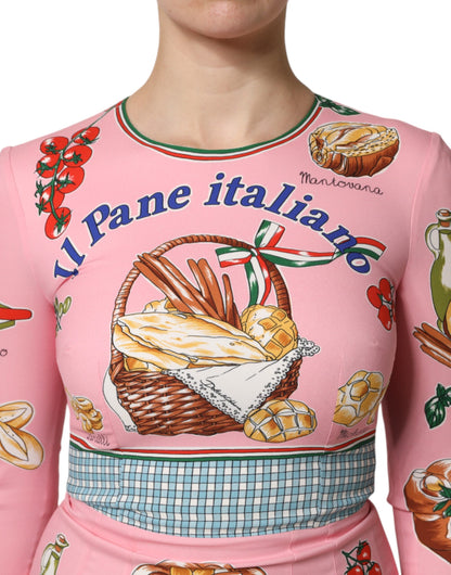 Dolce &amp; Gabbana Pink Pastry Print Bodycon Sheath Midi Dress