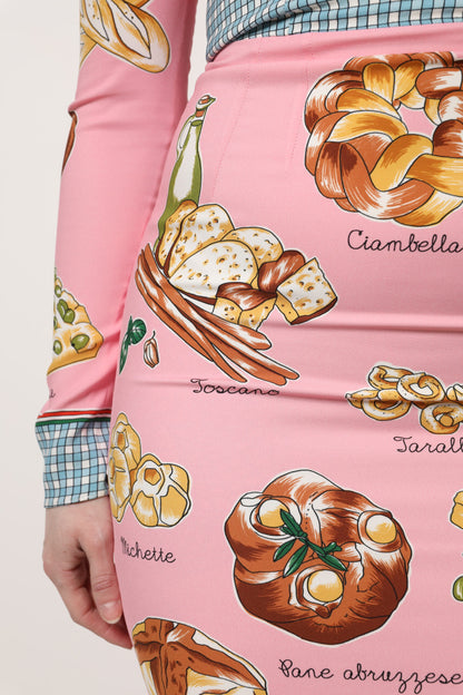 Dolce &amp; Gabbana Pink Pastry Print Bodycon Sheath Midi Dress