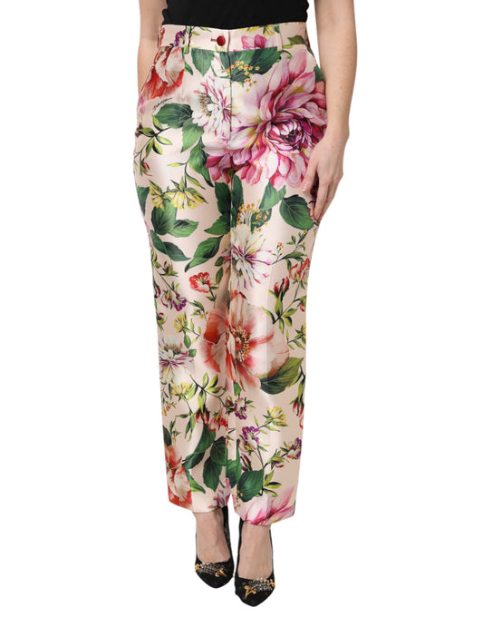 Dolce & Gabbana High-Waisted Floral Silk Trousers – Multicolour