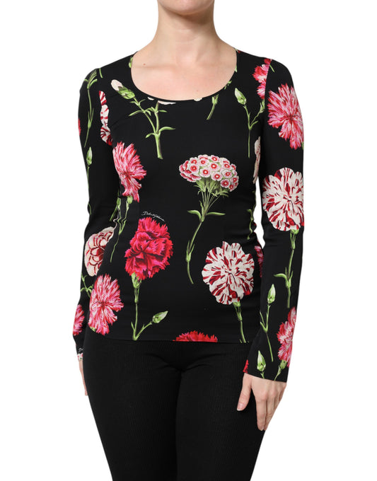 Dolce & Gabbana Floral Silk Blouse – Black