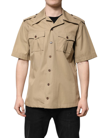 Dolce & Gabbana Brown Graphic Print Short Sleeves Shirt