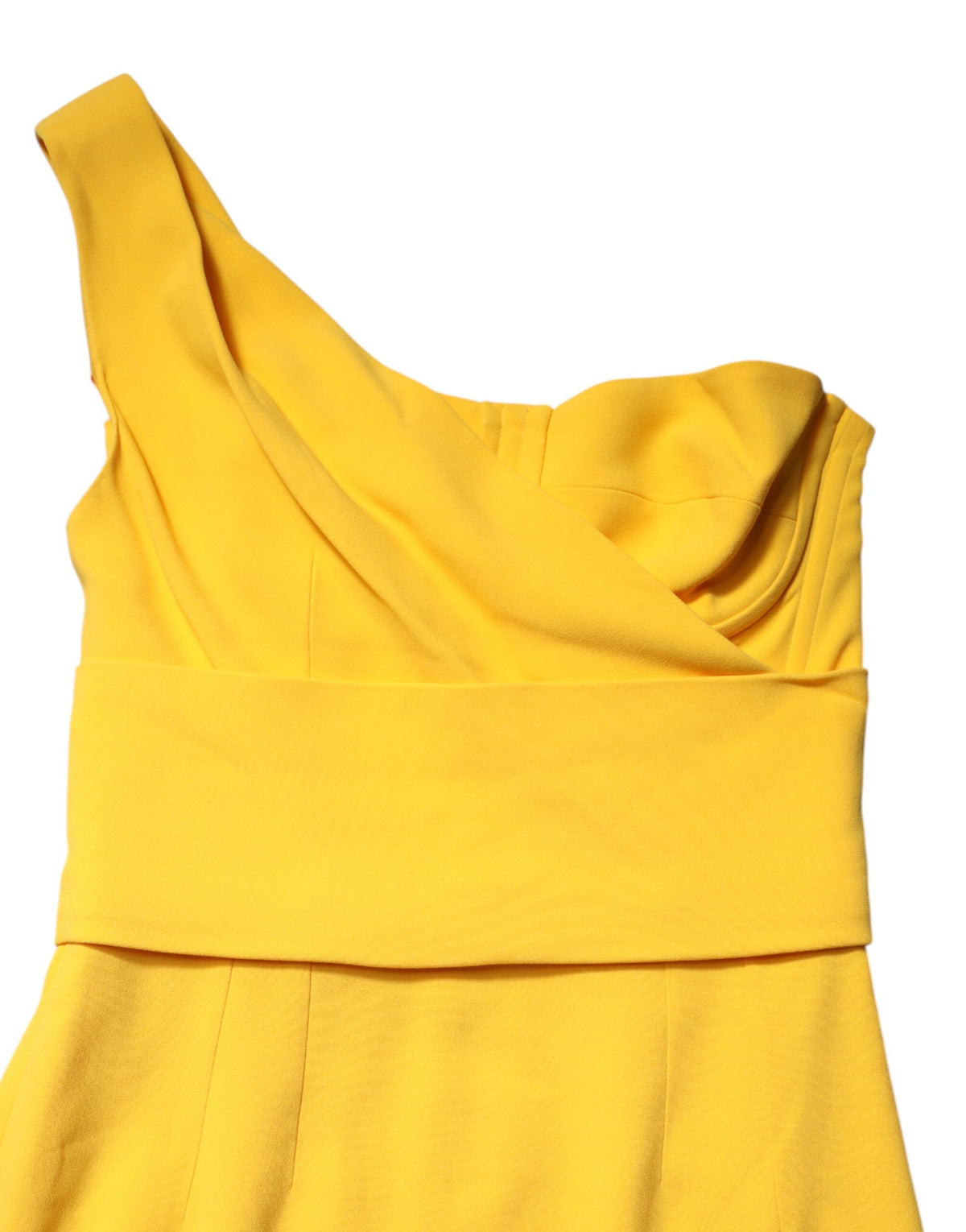 Yellow Dolce & Gabbana one-shoulder midi dress in viscose blend