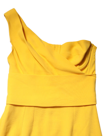Yellow Dolce & Gabbana one-shoulder midi dress in viscose blend
