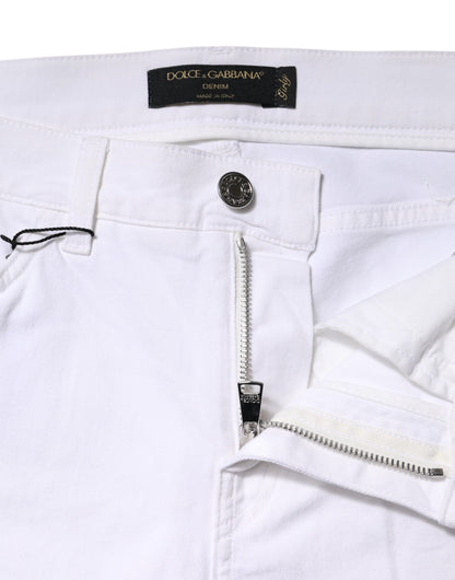 Dolce & Gabbana White Floral Sequined GIRLY Denim Jeans
