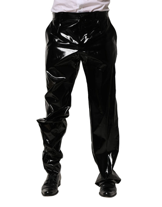 Dolce &amp; Gabbana Black Nylon Straight Men Pants