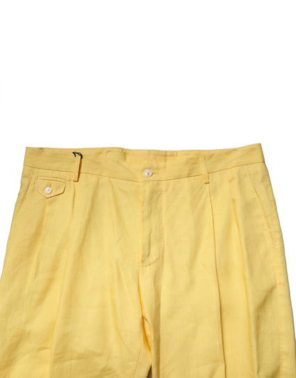 Dolce & Gabbana Yellow Flax Tapered Dress Men Pants