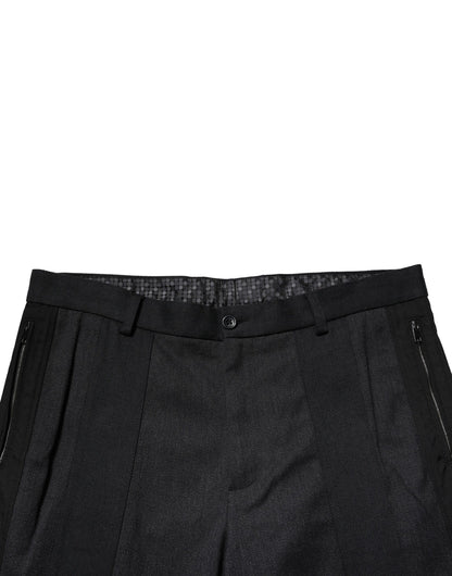 Dolce & Gabbana Black Cotton Dress Slim Formal Pants