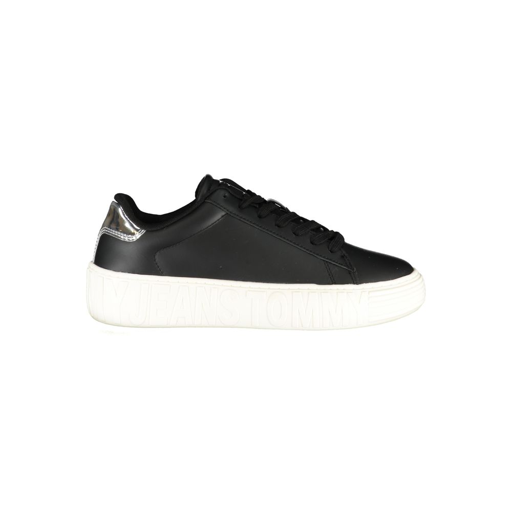 Tommy Hilfiger Black Leather Women Sneakers
