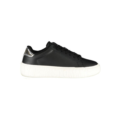 Tommy Hilfiger Black Leather Women Sneakers