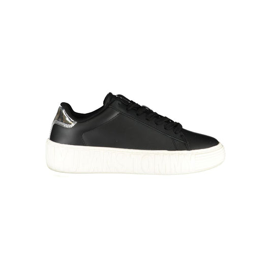 Tommy Hilfiger Black Leather Women Sneakers