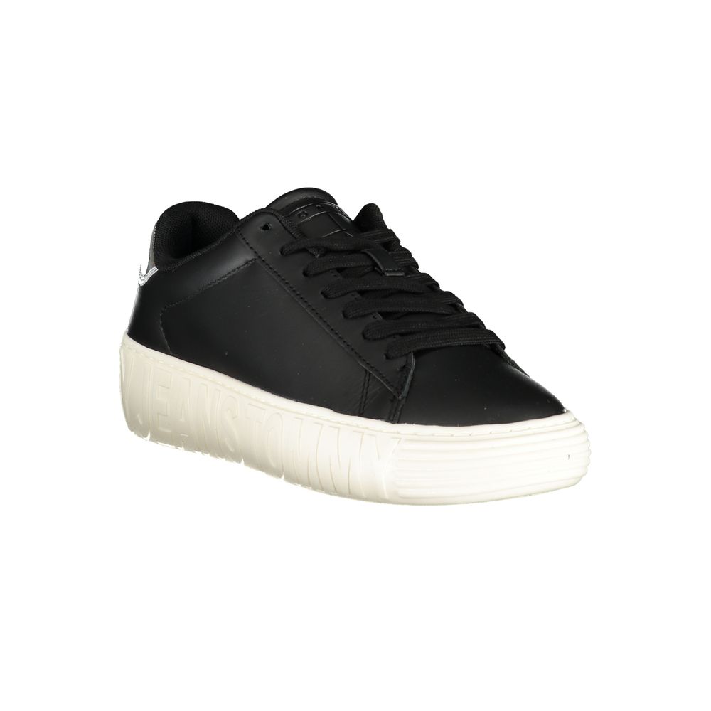 Tommy Hilfiger Black Leather Women Sneakers