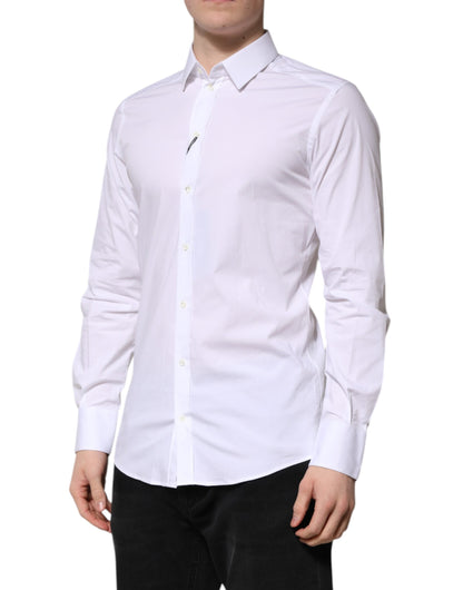 Dolce & Gabbana White Cotton GOLD Long Sleeves Formal Shirt