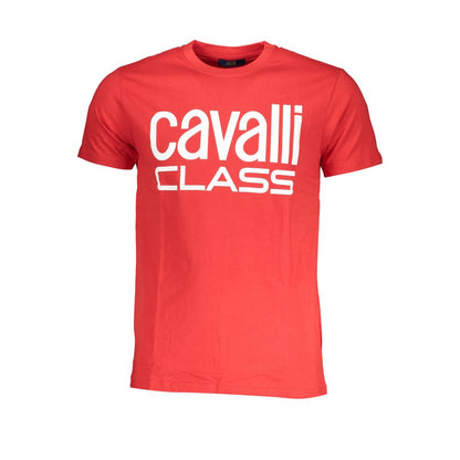 Cavalli Class Rosso Cotton Men T-Shirt