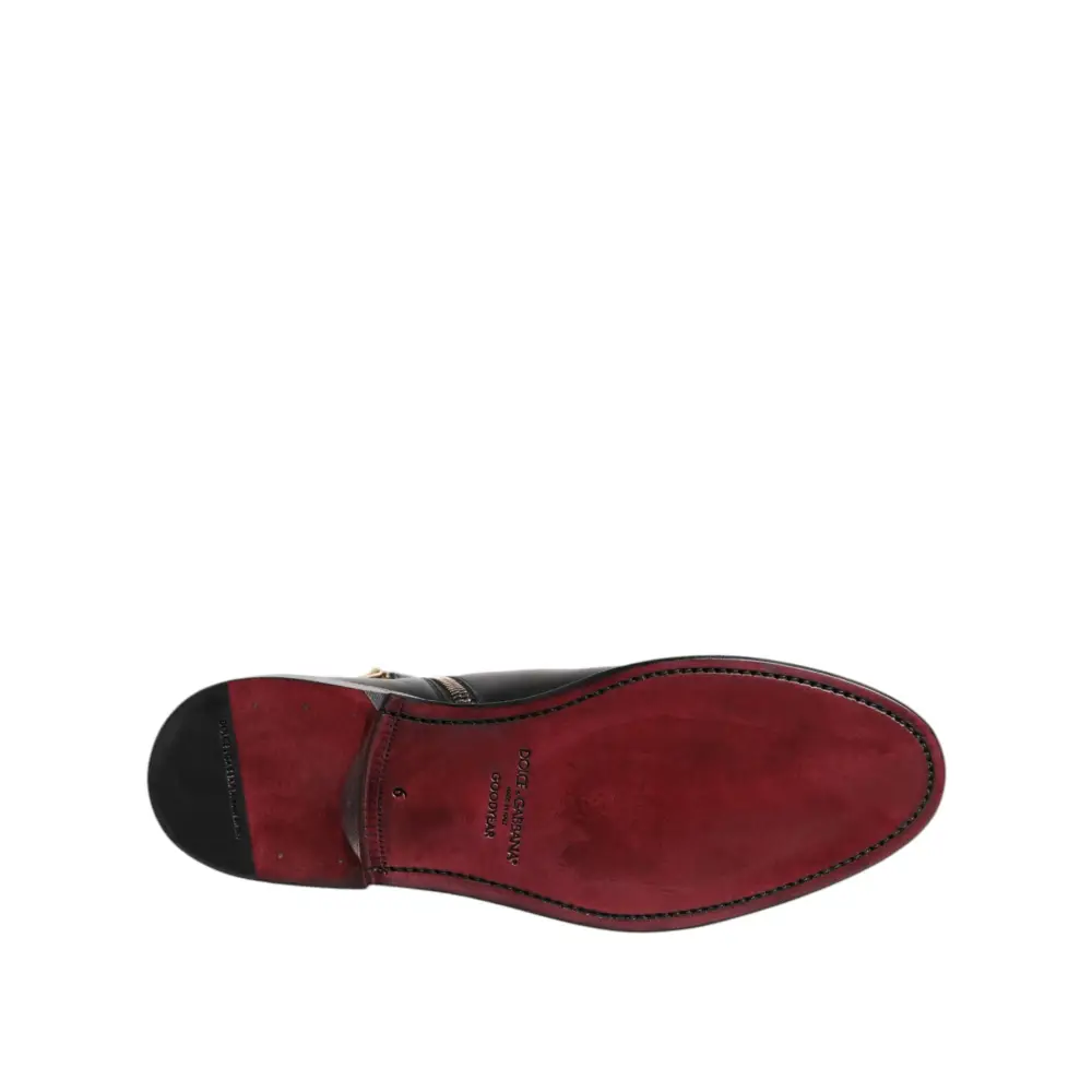 Dolce & Gabbana Gabbana Black Chelsea rød lædersål med sort hæl og syninger