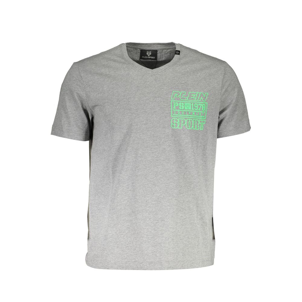 Plein Sport Men's Cotton V-Neck T-Shirt – Grey