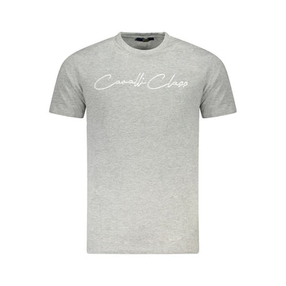 Cavalli Class Grigio Cotton Men T-Shirt