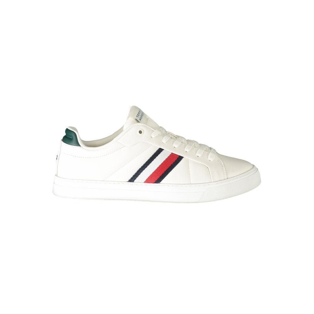 Tommy Hilfiger Men's Sneakers with Green Details – White