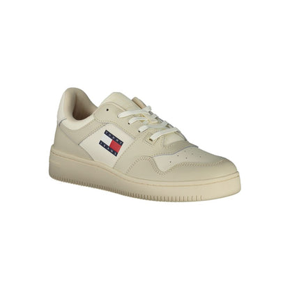 Tommy Hilfiger Beige Leather Men Sneakers