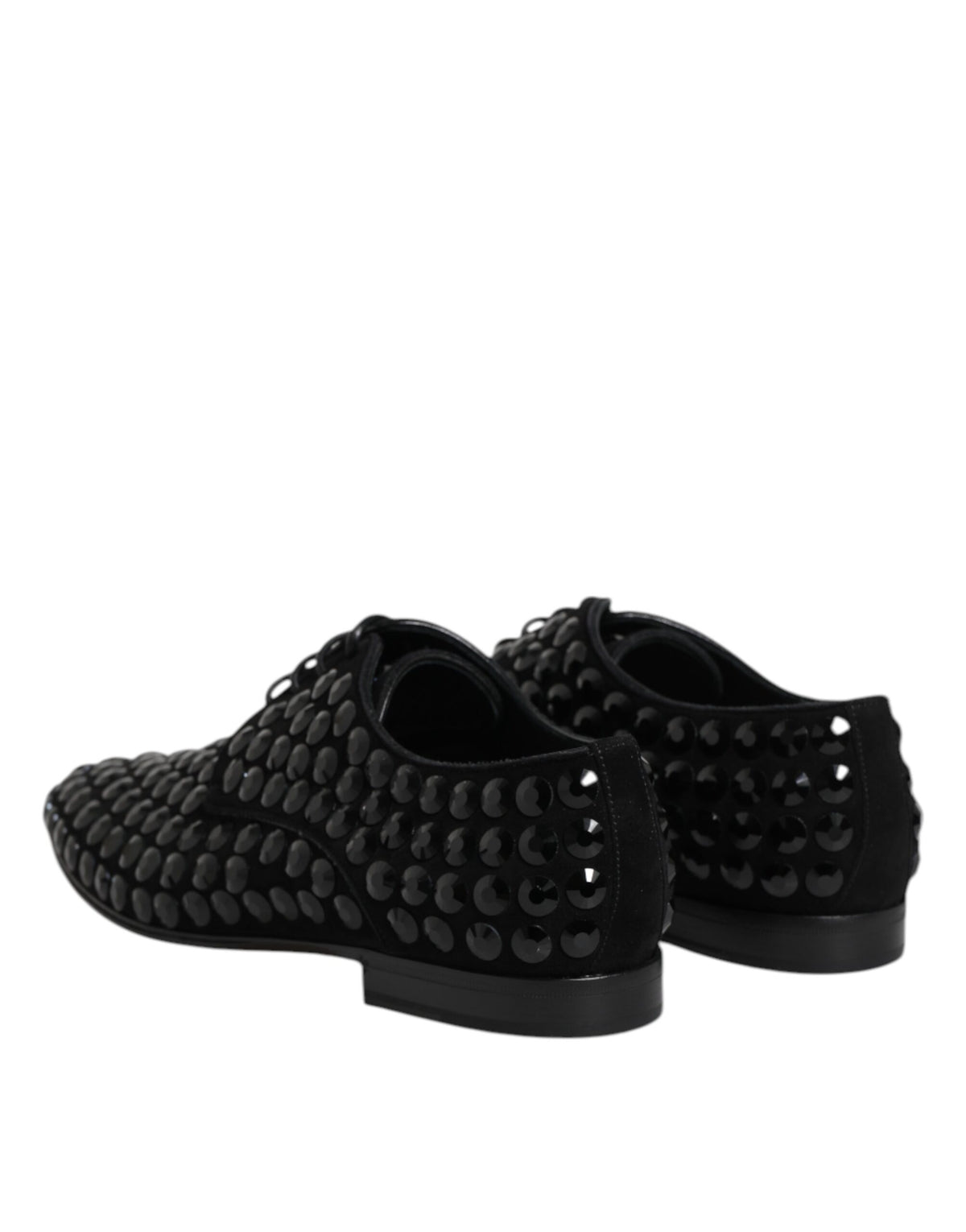 Dolce & Gabbana Black Suede Strass Derby Formal Shoes