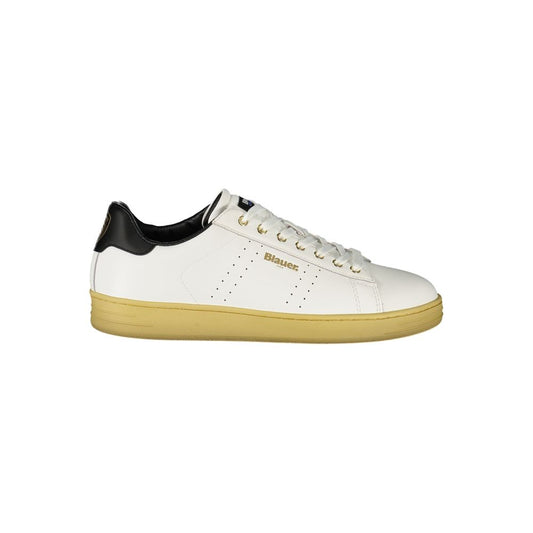 Blauer White Leather Men Sneakers