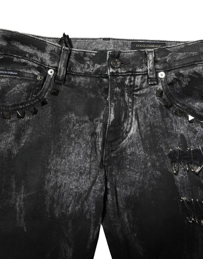 Dolce & Gabbana Black Washed Embellished Skinny Denim Jeans