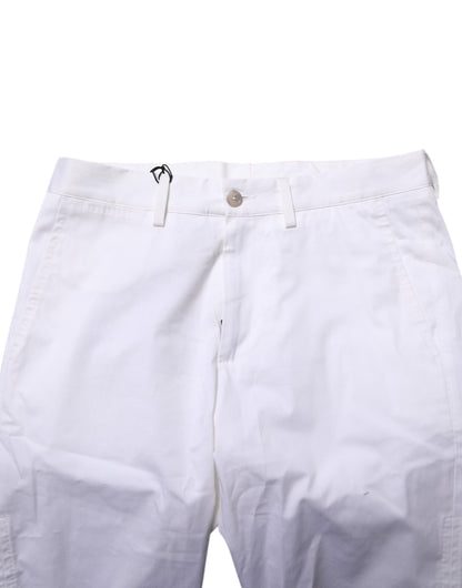 Dolce & Gabbana White Cotton Stretch Men Denim Bermuda Shorts
