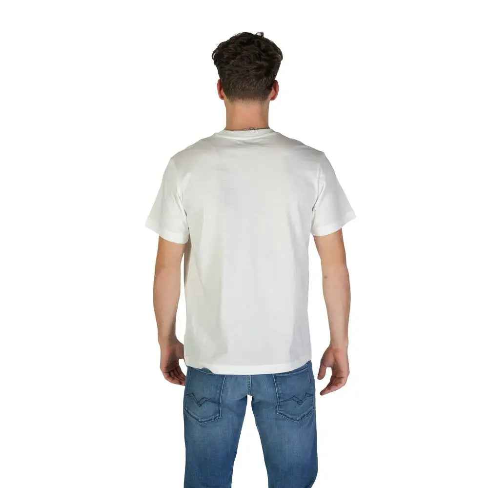 Replay white cotton t-shirt med rund hals og korte ærmer